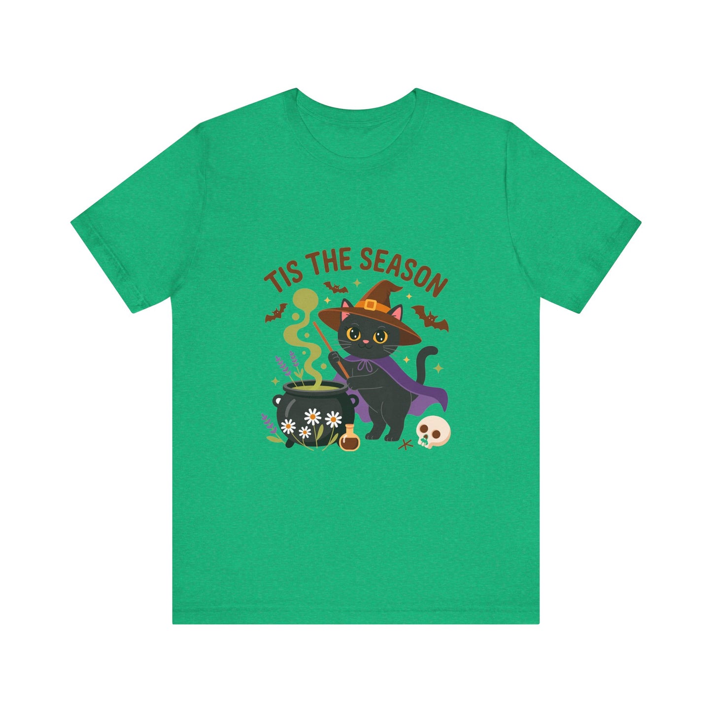 Halloween Cat T-Shirt, Spooky Season Tee, Unisex Short Sleeve Shirt, Halloween Party Top, Fun Cat T-Shirt, Fall Fashion Tee