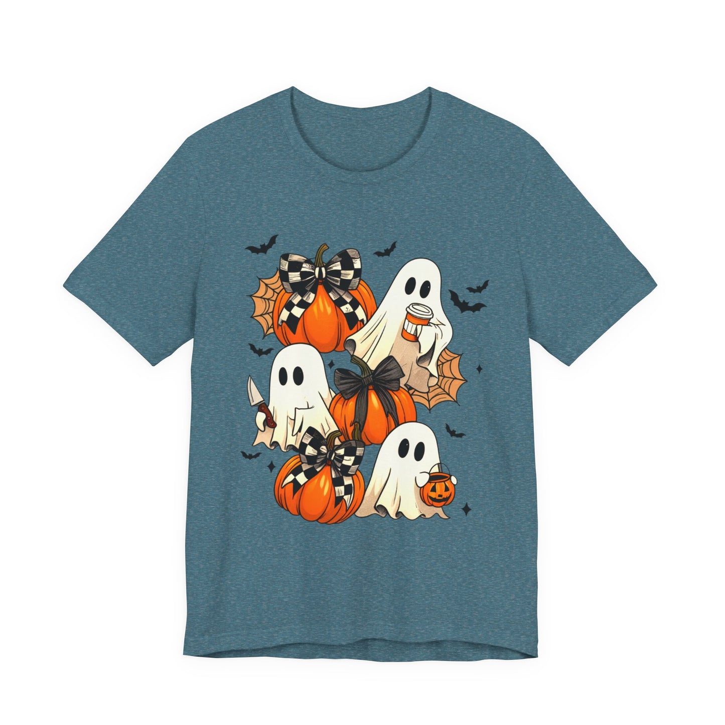 Halloween Pumpkin Tee Coquette Pumpkins and Bats Shirt Fall Witchy Vibes Spooky Bat Graphic Tee, Halloween Spooky Coquette Gift For Friend