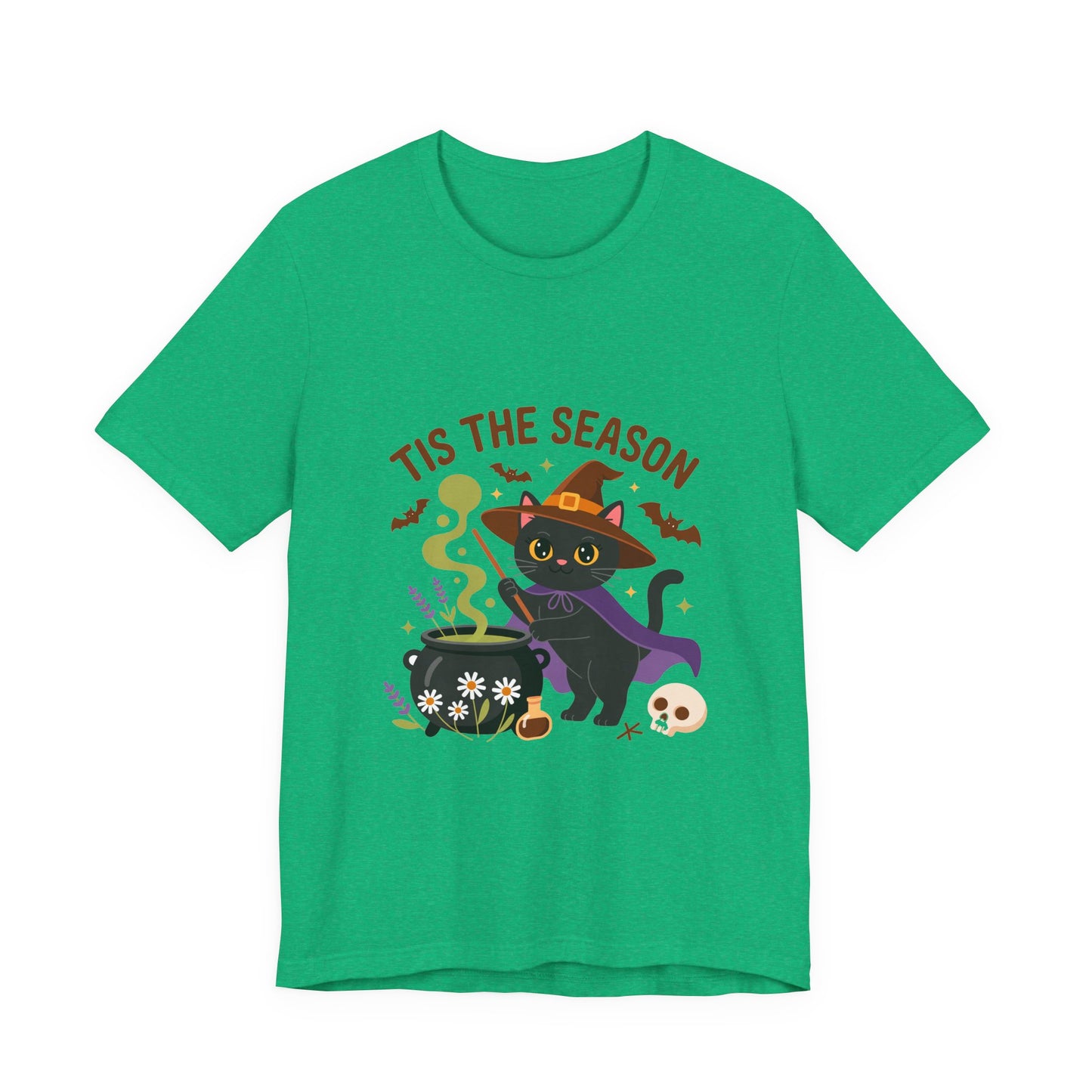 Halloween Cat T-Shirt, Spooky Season Tee, Unisex Short Sleeve Shirt, Halloween Party Top, Fun Cat T-Shirt, Fall Fashion Tee