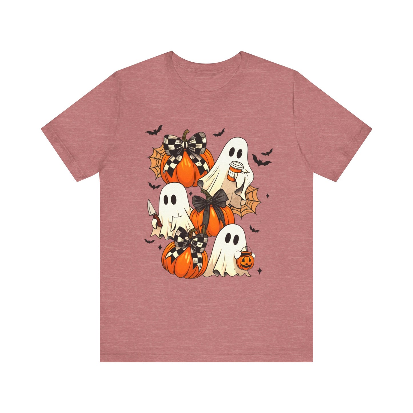 Halloween Pumpkin Tee Coquette Pumpkins and Bats Shirt Fall Witchy Vibes Spooky Bat Graphic Tee, Halloween Spooky Coquette Gift For Friend