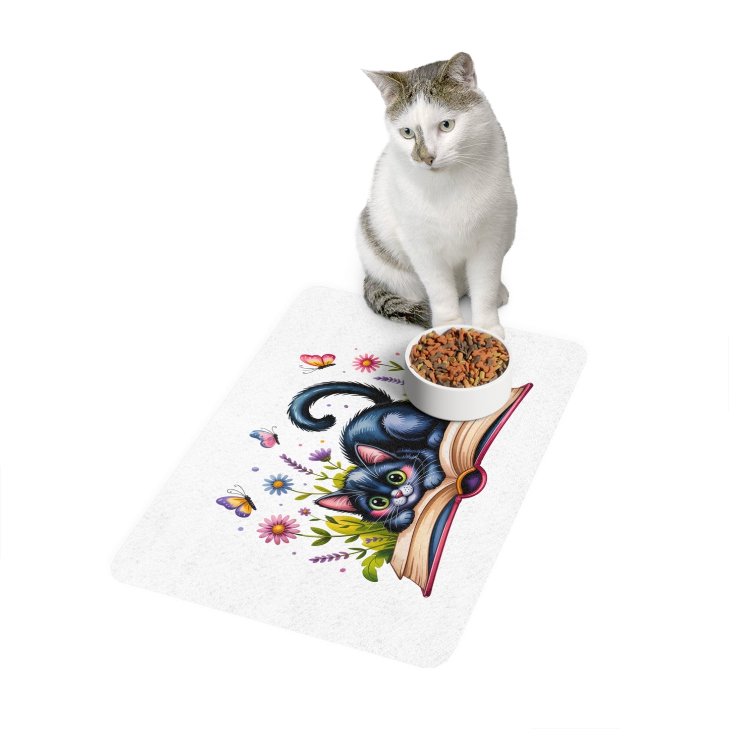 Halloween Cat Pet Food Mat, Cute Cat Mat, Pet Dish Mat, Cat Lover Gift, Halloween Decor, Pet Accessories