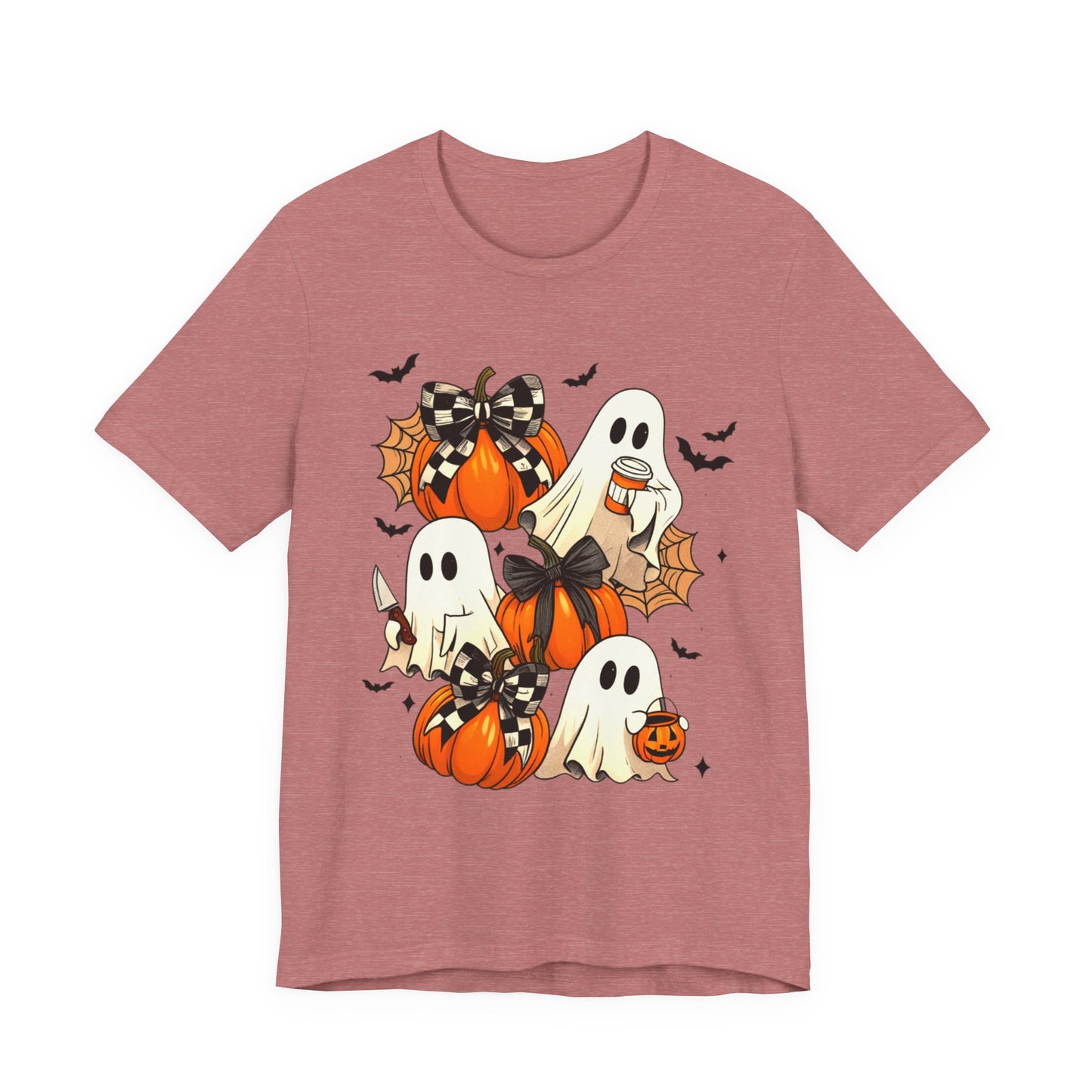 Halloween Pumpkin Tee Coquette Pumpkins and Bats Shirt Fall Witchy Vibes Spooky Bat Graphic Tee, Halloween Spooky Coquette Gift For Friend