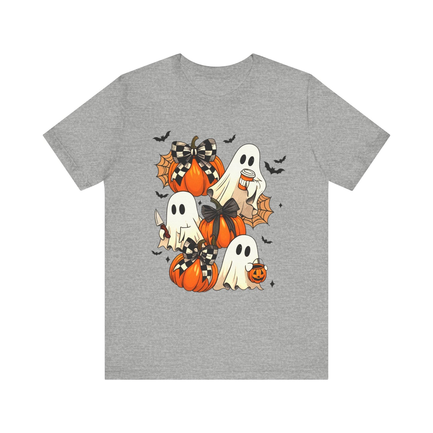 Halloween Pumpkin Tee Coquette Pumpkins and Bats Shirt Fall Witchy Vibes Spooky Bat Graphic Tee, Halloween Spooky Coquette Gift For Friend