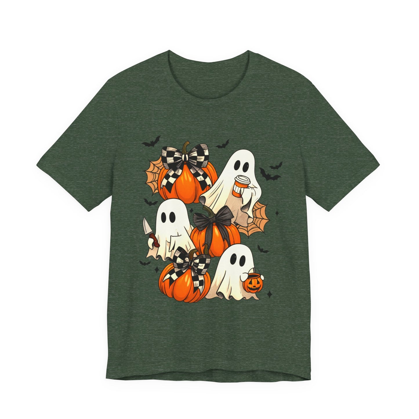 Halloween Pumpkin Tee Coquette Pumpkins and Bats Shirt Fall Witchy Vibes Spooky Bat Graphic Tee, Halloween Spooky Coquette Gift For Friend