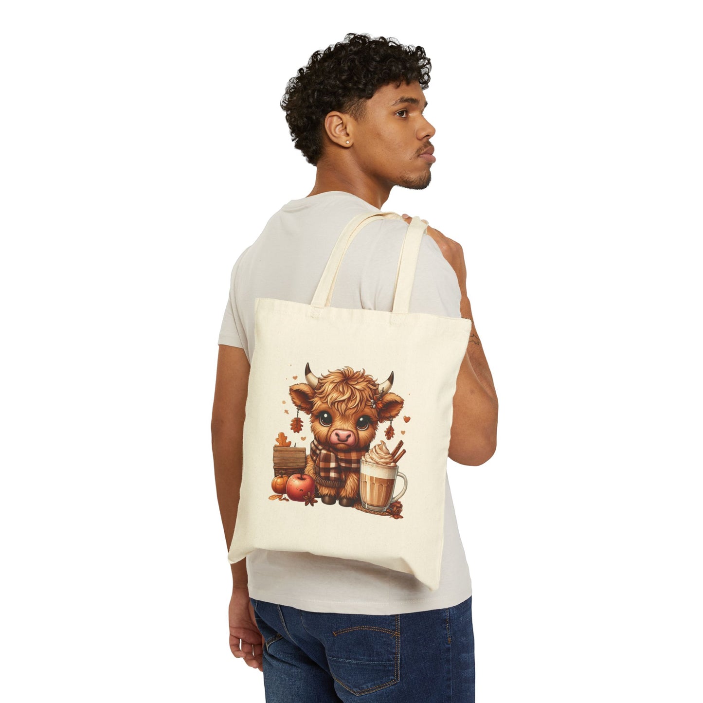 Adorable Cow Print Cotton Canvas Tote Bag, Farmhouse Style, Cute Animal Lover Gift, Eco-Friendly Shopping Bag, Fall Harvest Decor