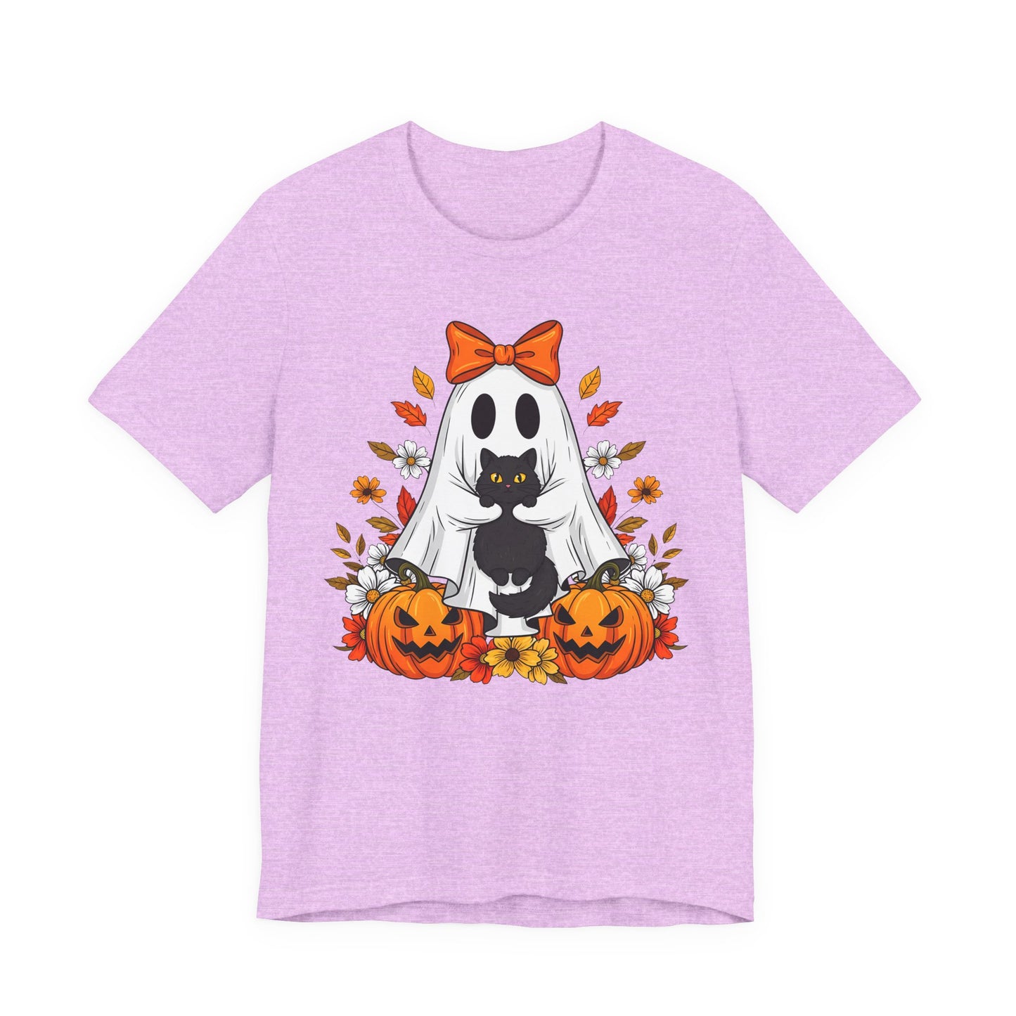 Halloween Cat Ghost Tee - Fall Tee, Spooky Shirt, Pumpkin Shirt, Unisex Halloween T-Shirt, Ghost Design
