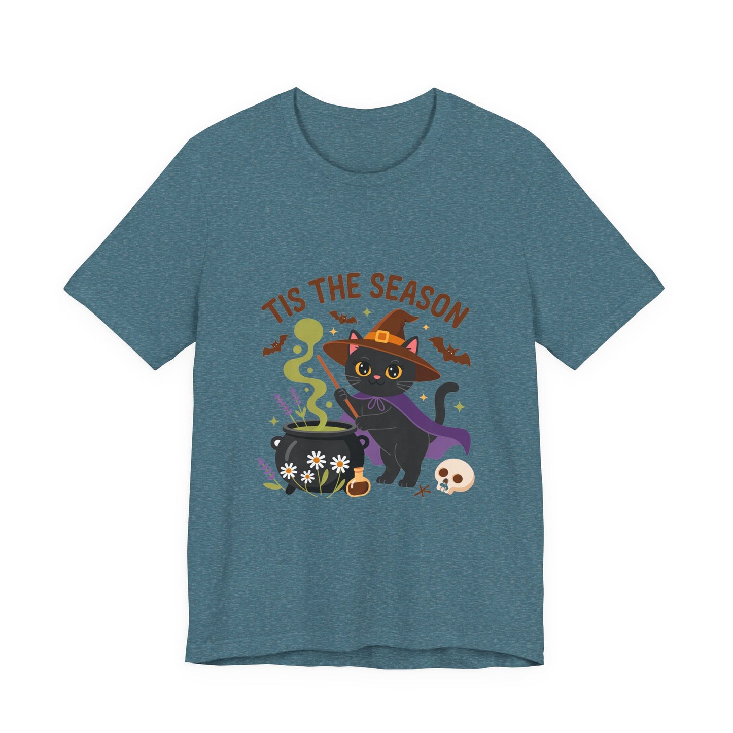 Halloween Cat T-Shirt, Spooky Season Tee, Unisex Short Sleeve Shirt, Halloween Party Top, Fun Cat T-Shirt, Fall Fashion Tee
