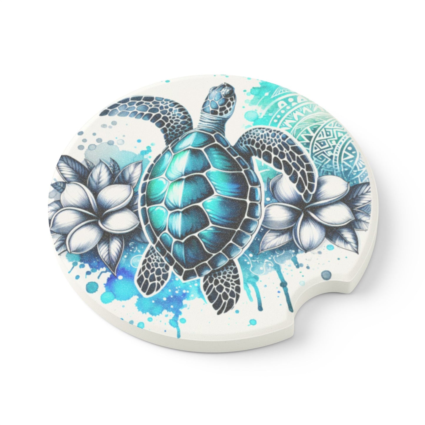 Artistic Turtle Car Coaster, Eco-Friendly Coaster, Unique Car Accessory, Turtle Decor, Gifts for Nature Lovers, Beach Decor
