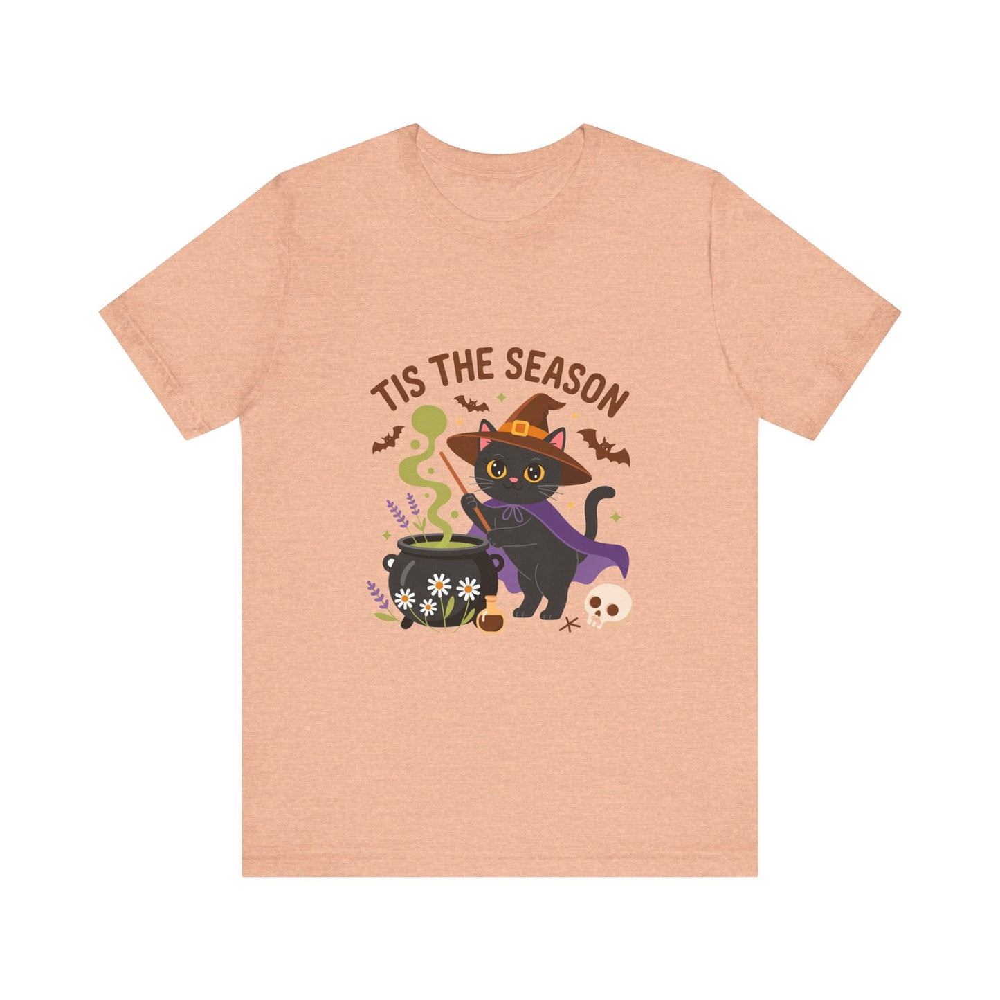 Halloween Cat T-Shirt, Spooky Season Tee, Unisex Short Sleeve Shirt, Halloween Party Top, Fun Cat T-Shirt, Fall Fashion Tee