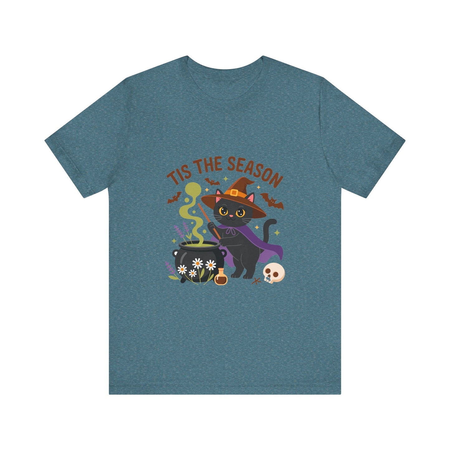 Halloween Cat T-Shirt, Spooky Season Tee, Unisex Short Sleeve Shirt, Halloween Party Top, Fun Cat T-Shirt, Fall Fashion Tee