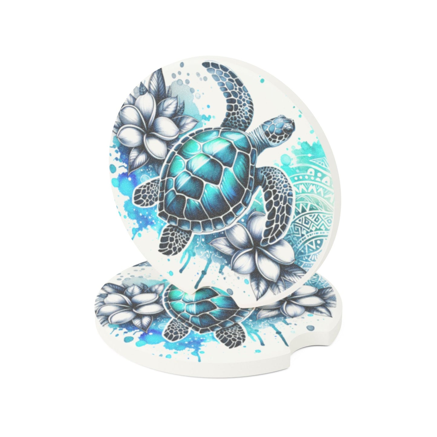 Artistic Turtle Car Coaster, Eco-Friendly Coaster, Unique Car Accessory, Turtle Decor, Gifts for Nature Lovers, Beach Decor
