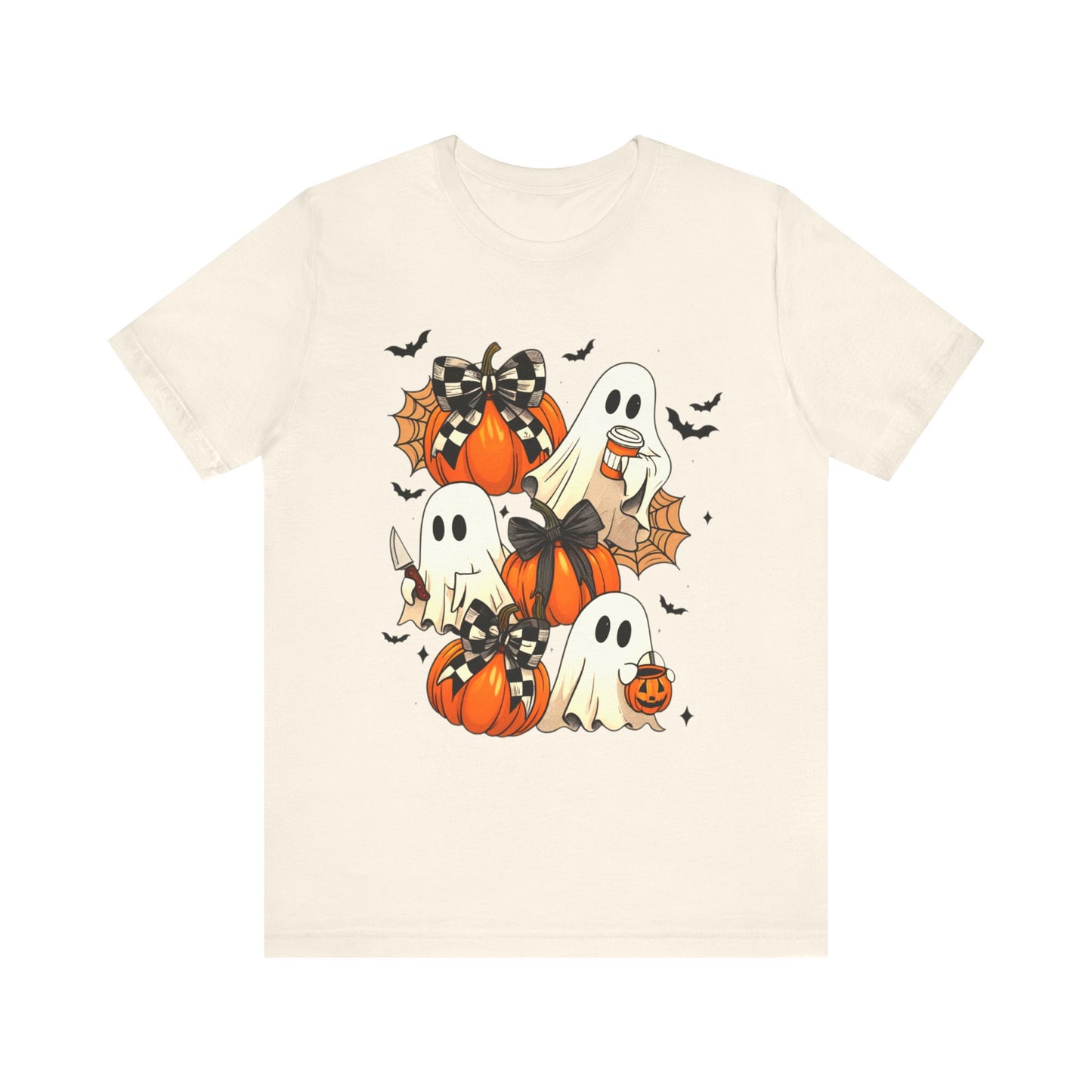 Halloween Pumpkin Tee Coquette Pumpkins and Bats Shirt Fall Witchy Vibes Spooky Bat Graphic Tee, Halloween Spooky Coquette Gift For Friend