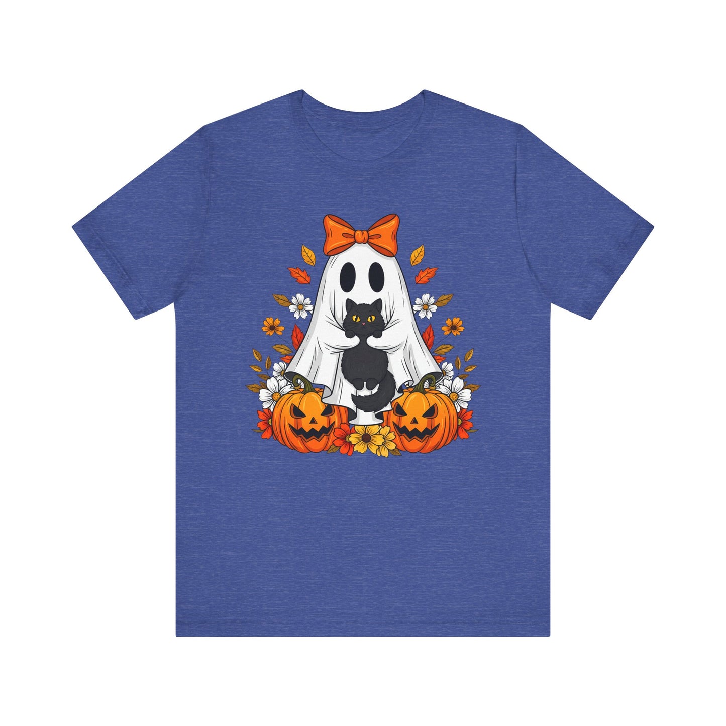 Halloween Cat Ghost Tee - Fall Tee, Spooky Shirt, Pumpkin Shirt, Unisex Halloween T-Shirt, Ghost Design