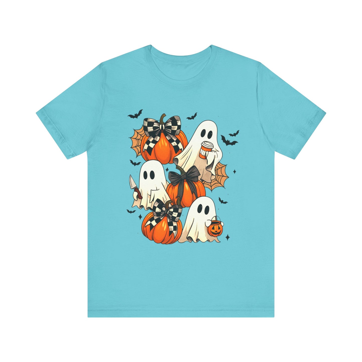 Halloween Pumpkin Tee Coquette Pumpkins and Bats Shirt Fall Witchy Vibes Spooky Bat Graphic Tee, Halloween Spooky Coquette Gift For Friend