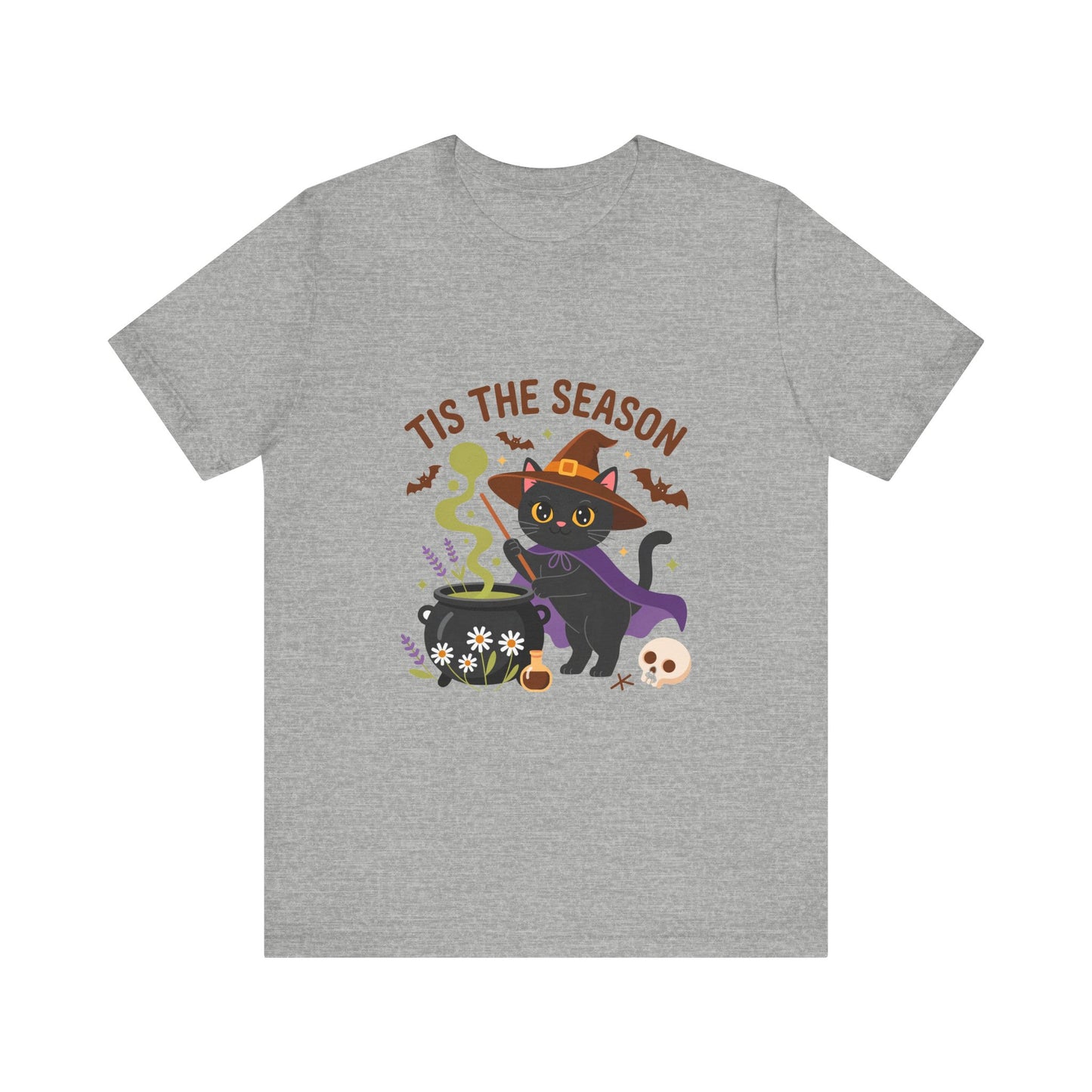 Halloween Cat T-Shirt, Spooky Season Tee, Unisex Short Sleeve Shirt, Halloween Party Top, Fun Cat T-Shirt, Fall Fashion Tee