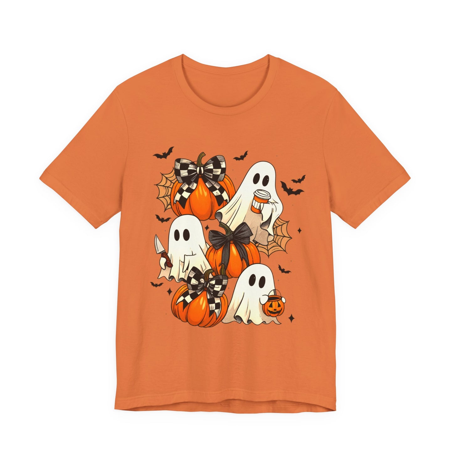 Halloween Pumpkin Tee Coquette Pumpkins and Bats Shirt Fall Witchy Vibes Spooky Bat Graphic Tee, Halloween Spooky Coquette Gift For Friend