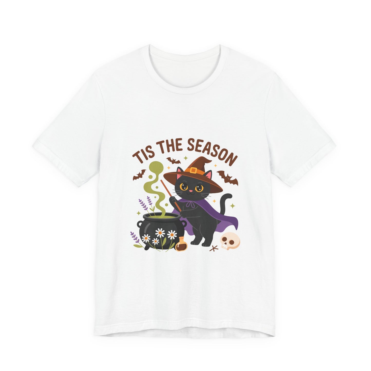 Halloween Cat T-Shirt, Spooky Season Tee, Unisex Short Sleeve Shirt, Halloween Party Top, Fun Cat T-Shirt, Fall Fashion Tee