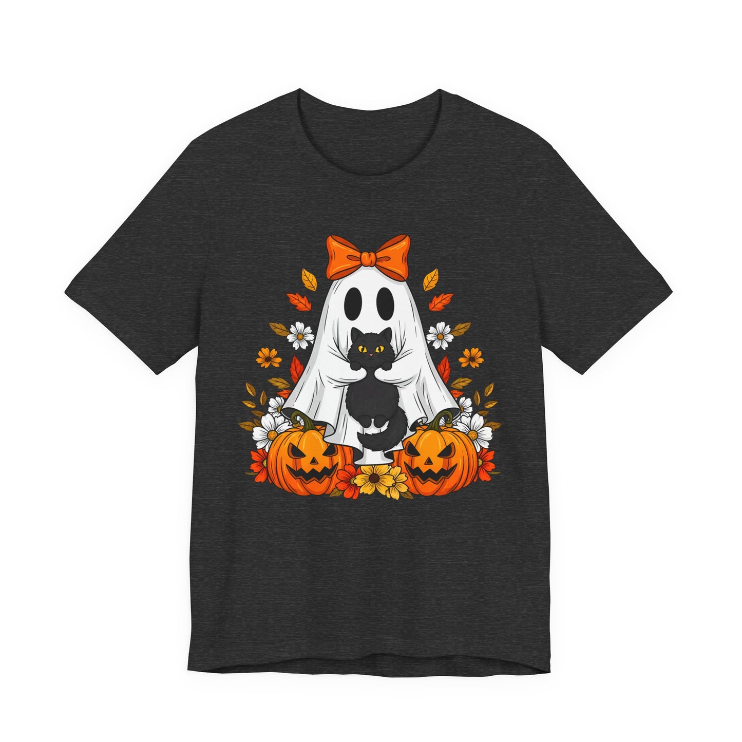 Halloween Cat Ghost Tee - Fall Tee, Spooky Shirt, Pumpkin Shirt, Unisex Halloween T-Shirt, Ghost Design