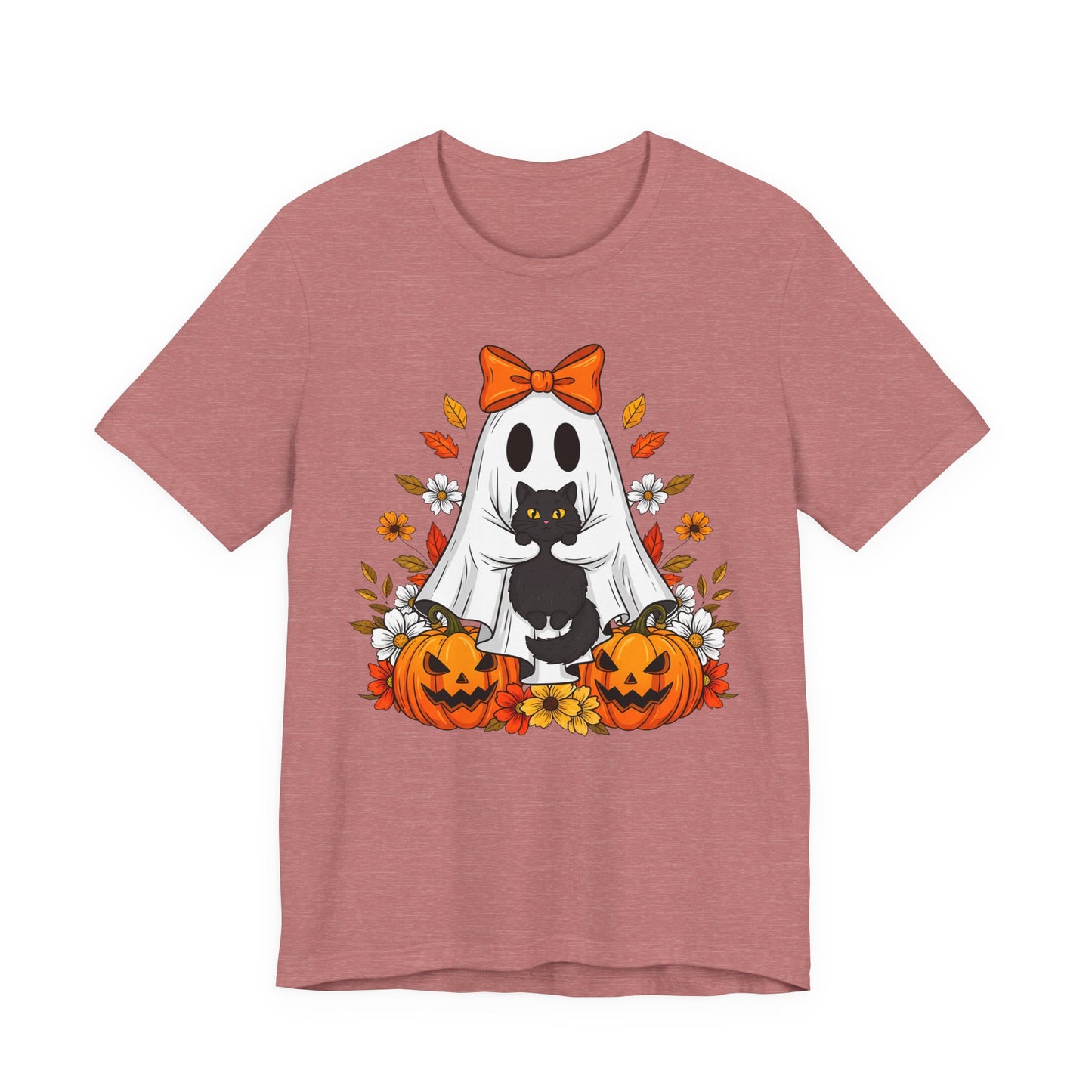 Halloween Cat Ghost Tee - Fall Tee, Spooky Shirt, Pumpkin Shirt, Unisex Halloween T-Shirt, Ghost Design