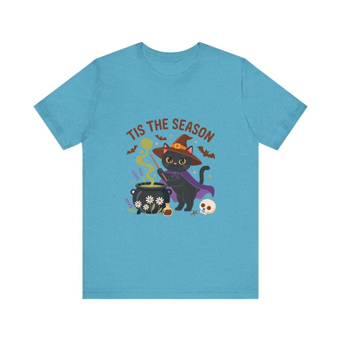 Halloween Cat T-Shirt, Spooky Season Tee, Unisex Short Sleeve Shirt, Halloween Party Top, Fun Cat T-Shirt, Fall Fashion Tee
