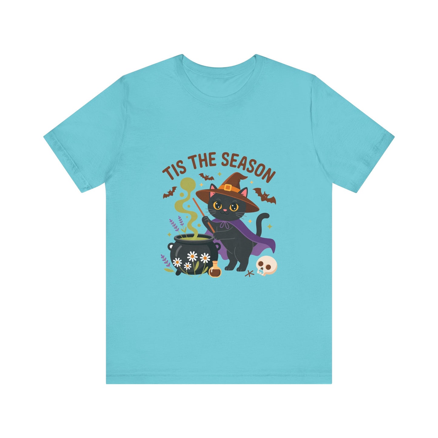 Halloween Cat T-Shirt, Spooky Season Tee, Unisex Short Sleeve Shirt, Halloween Party Top, Fun Cat T-Shirt, Fall Fashion Tee