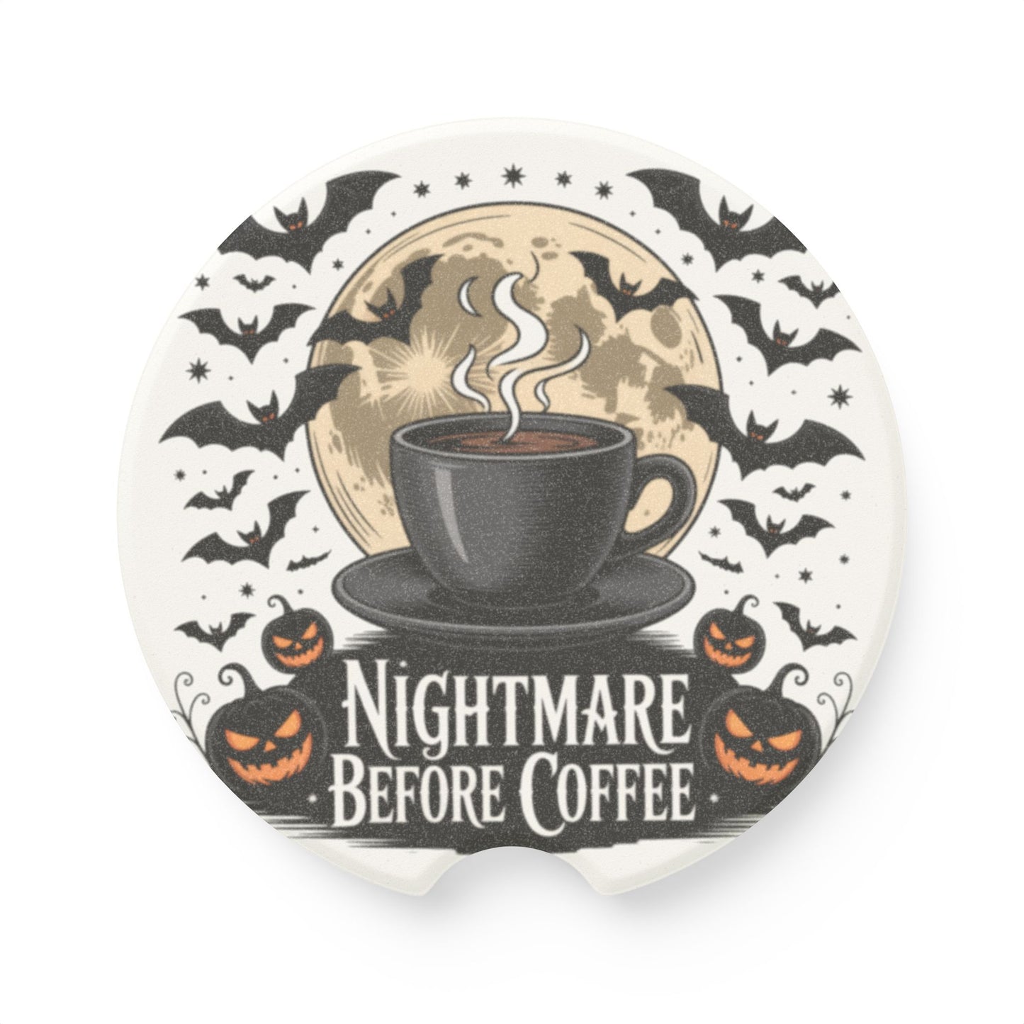 Halloween Coffee Coaster, Car Coaster for Witch Lovers, Nightmare Before Coffee Decor, Spooky Gifts, Car Accessories