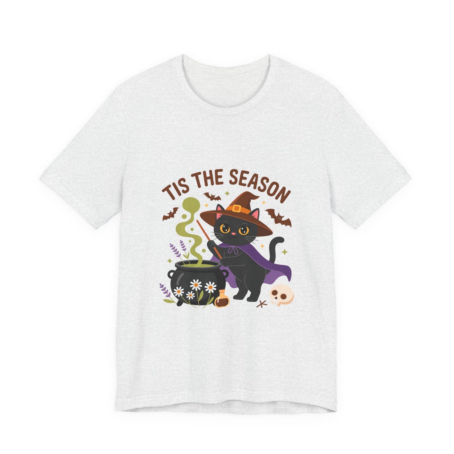 Halloween Cat T-Shirt, Spooky Season Tee, Unisex Short Sleeve Shirt, Halloween Party Top, Fun Cat T-Shirt, Fall Fashion Tee