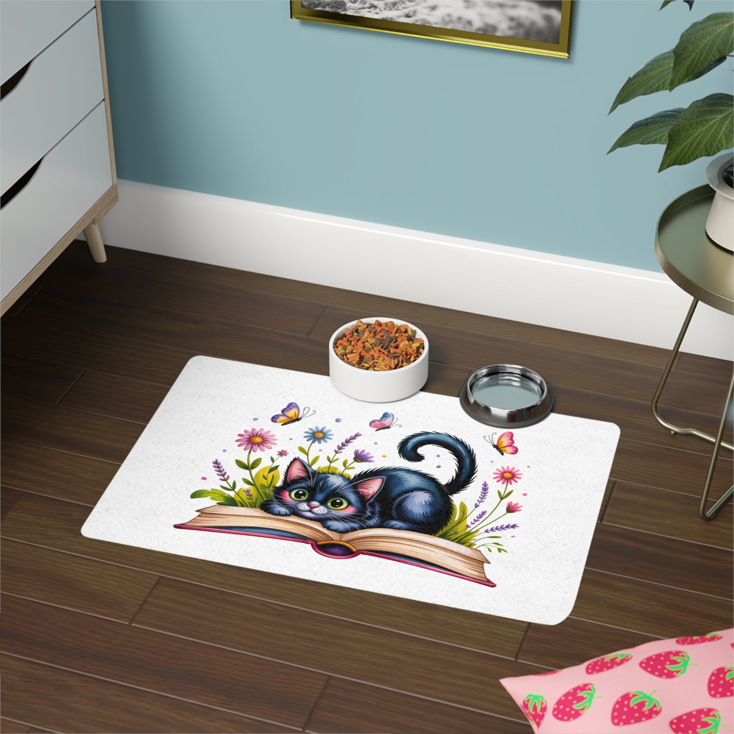 Halloween Cat Pet Food Mat, Cute Cat Mat, Pet Dish Mat, Cat Lover Gift, Halloween Decor, Pet Accessories