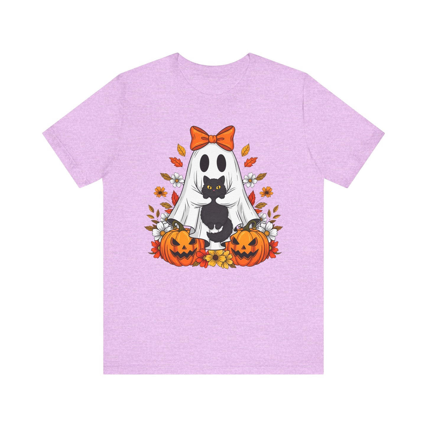 Halloween Cat Ghost Tee - Fall Tee, Spooky Shirt, Pumpkin Shirt, Unisex Halloween T-Shirt, Ghost Design