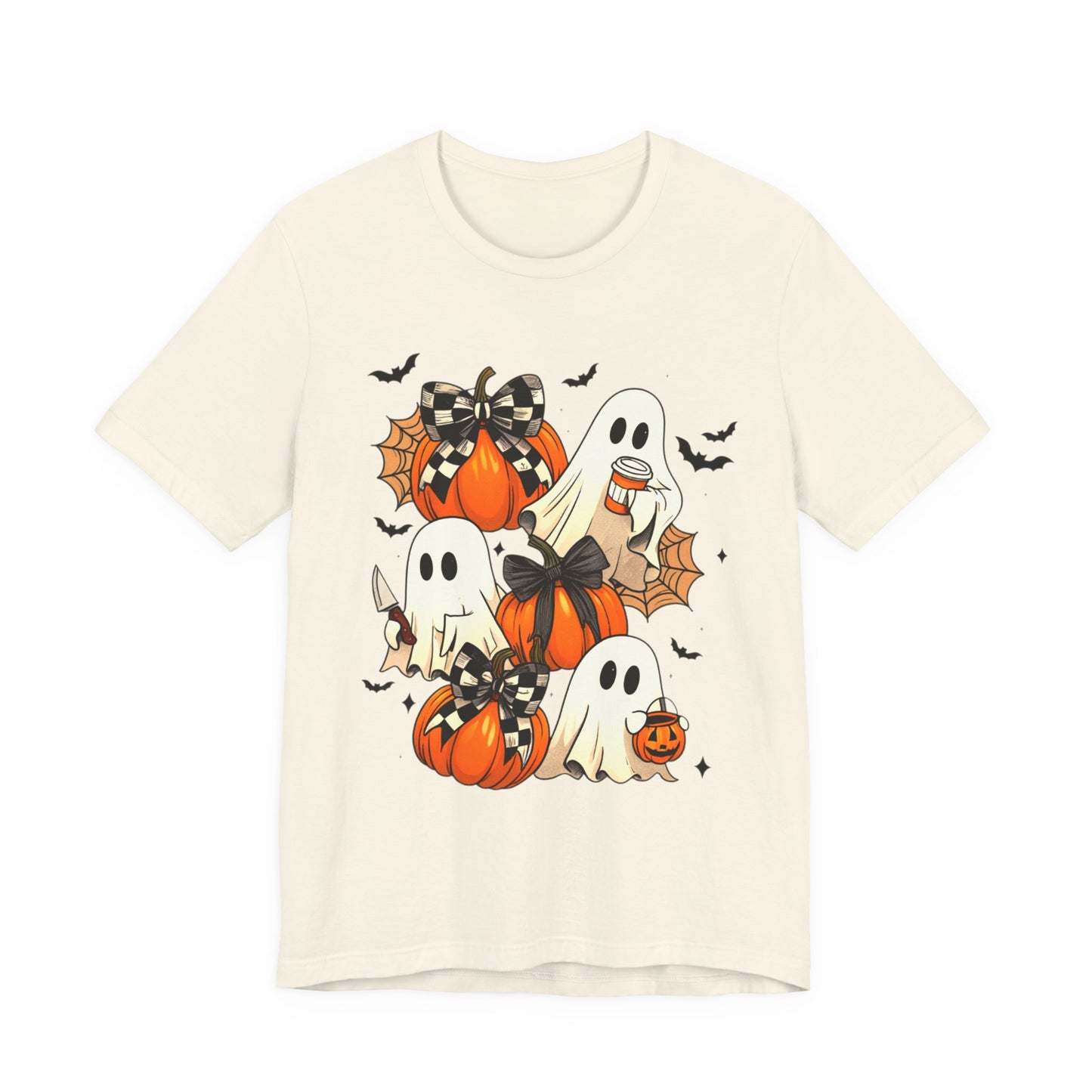 Halloween Pumpkin Tee Coquette Pumpkins and Bats Shirt Fall Witchy Vibes Spooky Bat Graphic Tee, Halloween Spooky Coquette Gift For Friend