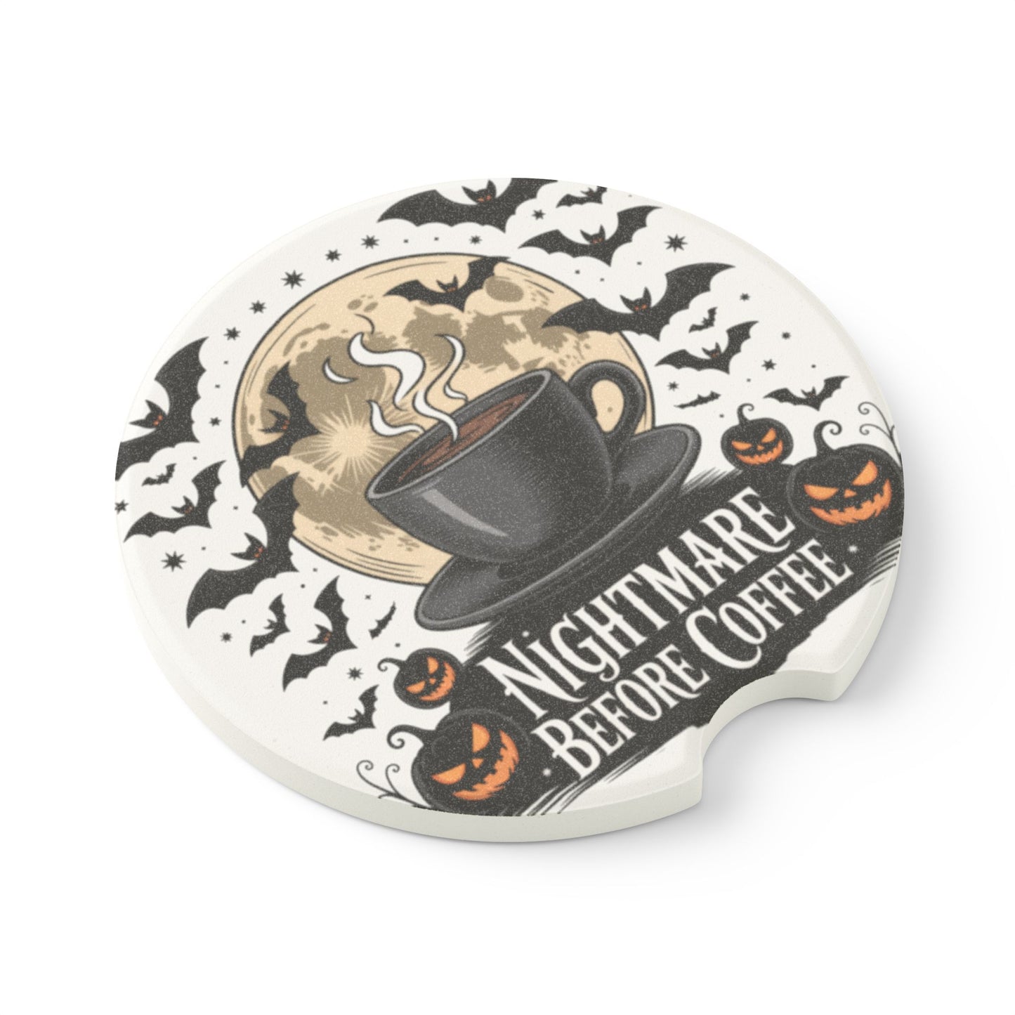 Halloween Coffee Coaster, Car Coaster for Witch Lovers, Nightmare Before Coffee Decor, Spooky Gifts, Car Accessories