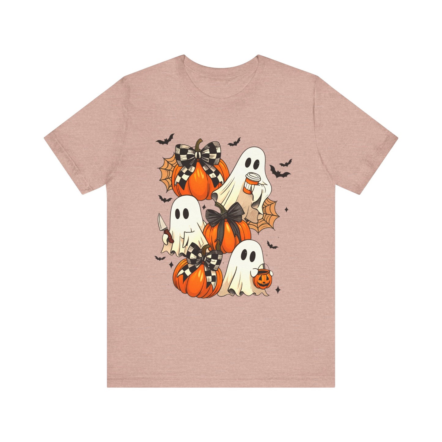 Halloween Pumpkin Tee Coquette Pumpkins and Bats Shirt Fall Witchy Vibes Spooky Bat Graphic Tee, Halloween Spooky Coquette Gift For Friend