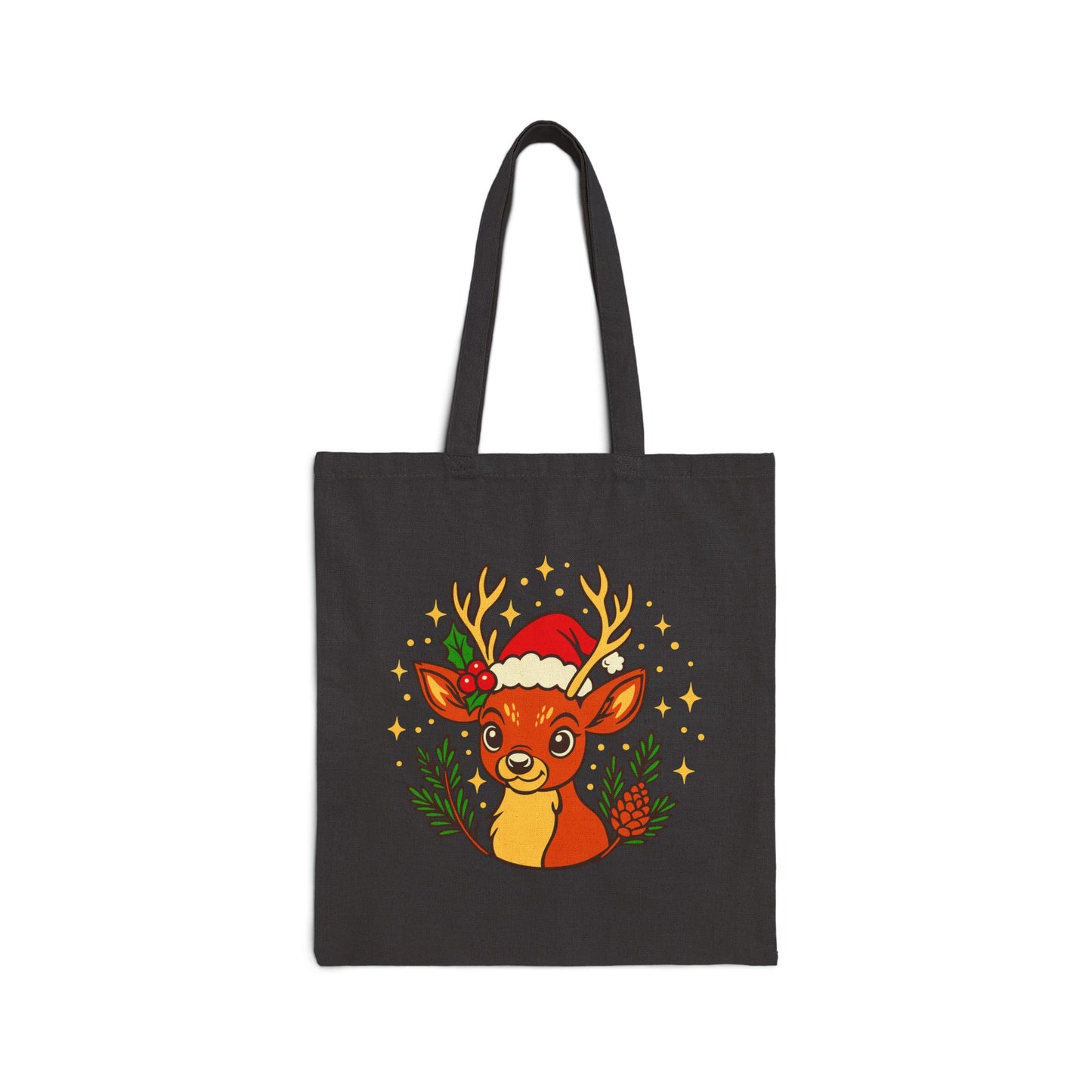 Festive Reindeer Tote Bag, Holiday Shopping Bag, Eco-Friendly Gift Bag, Christmas Reusable Tote, Cute Canvas Carryall