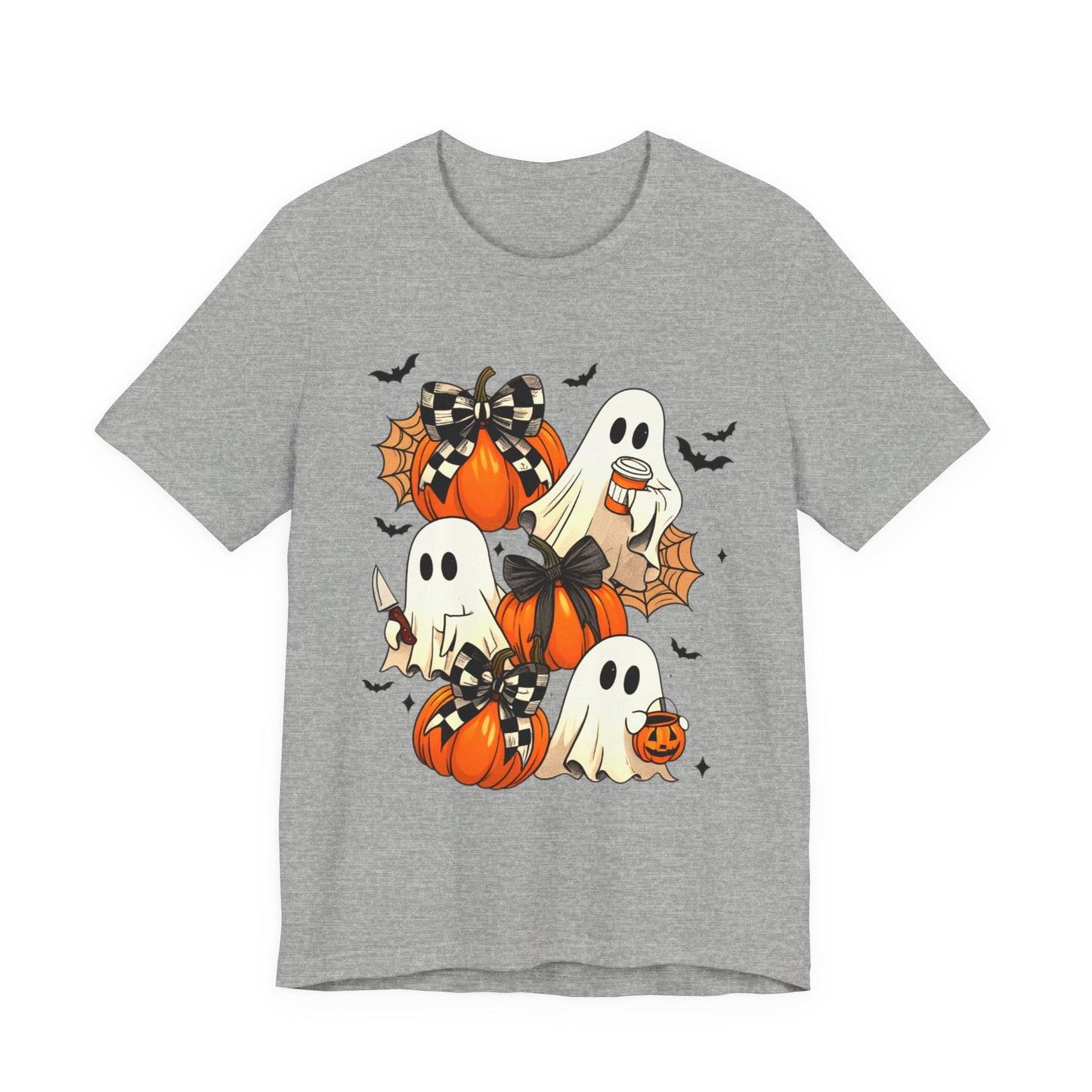 Halloween Pumpkin Tee Coquette Pumpkins and Bats Shirt Fall Witchy Vibes Spooky Bat Graphic Tee, Halloween Spooky Coquette Gift For Friend