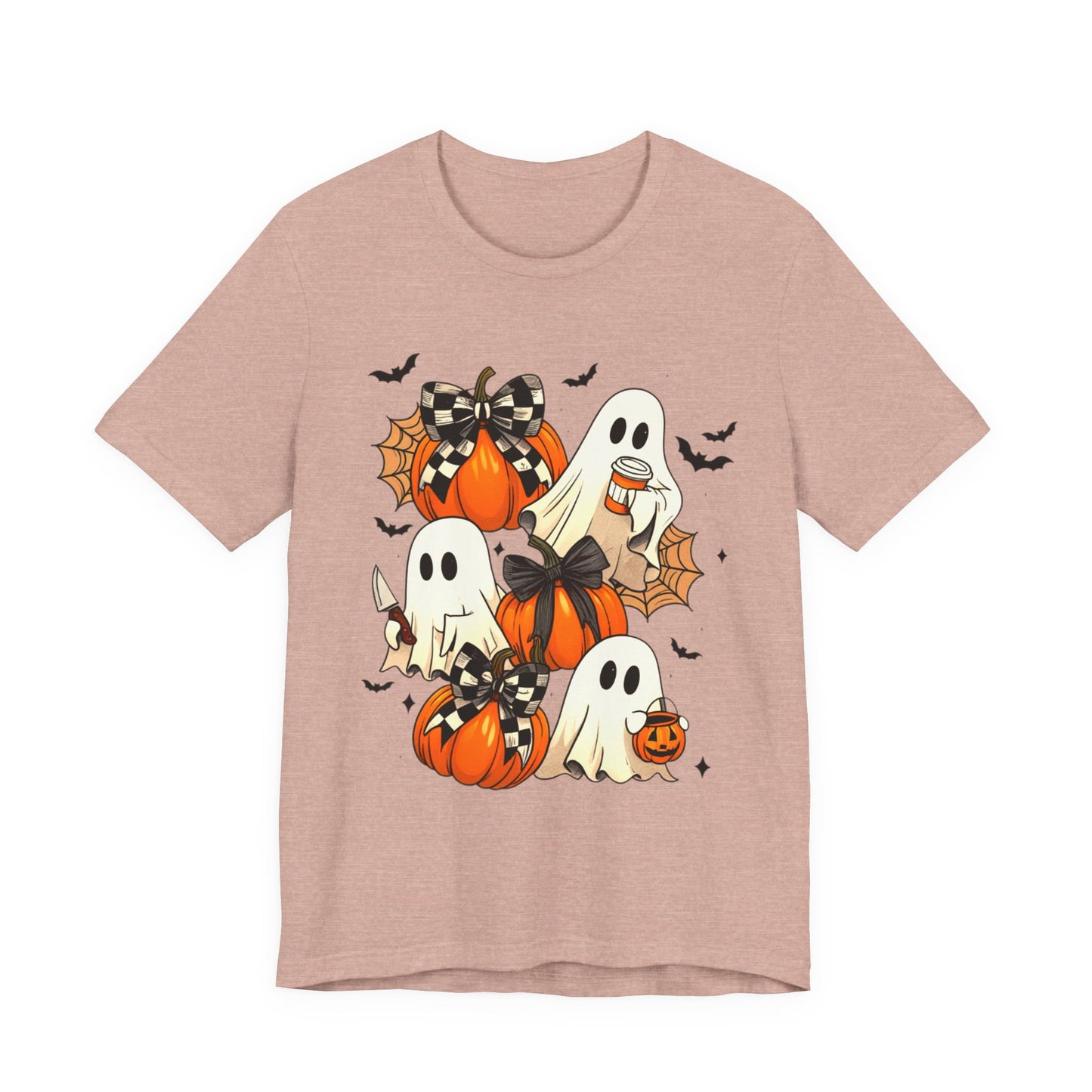 Halloween Pumpkin Tee Coquette Pumpkins and Bats Shirt Fall Witchy Vibes Spooky Bat Graphic Tee, Halloween Spooky Coquette Gift For Friend
