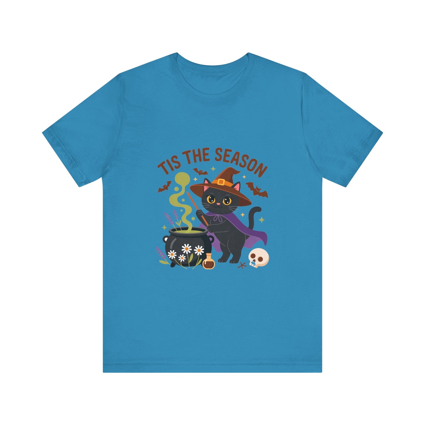 Halloween Cat T-Shirt, Spooky Season Tee, Unisex Short Sleeve Shirt, Halloween Party Top, Fun Cat T-Shirt, Fall Fashion Tee