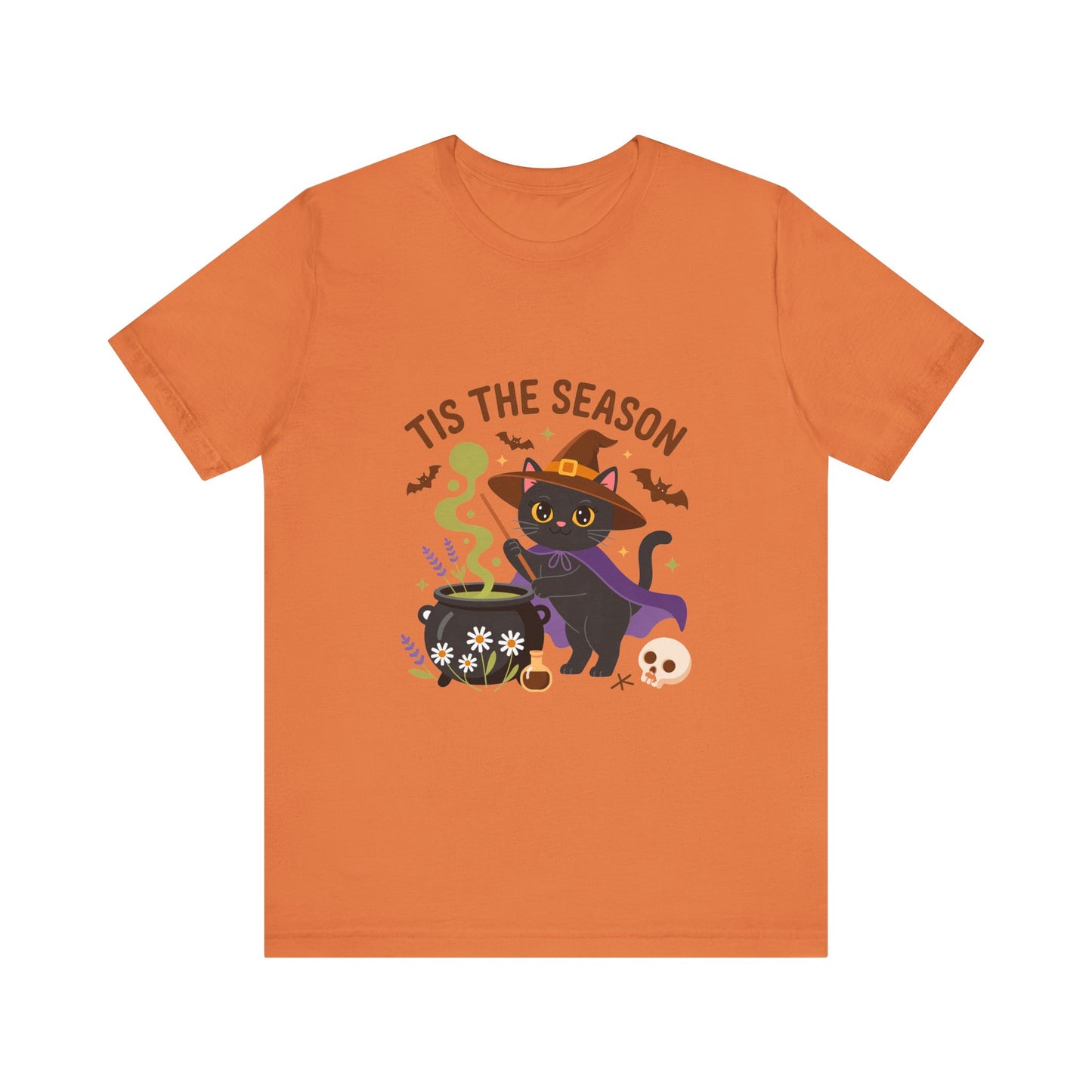 Halloween Cat T-Shirt, Spooky Season Tee, Unisex Short Sleeve Shirt, Halloween Party Top, Fun Cat T-Shirt, Fall Fashion Tee