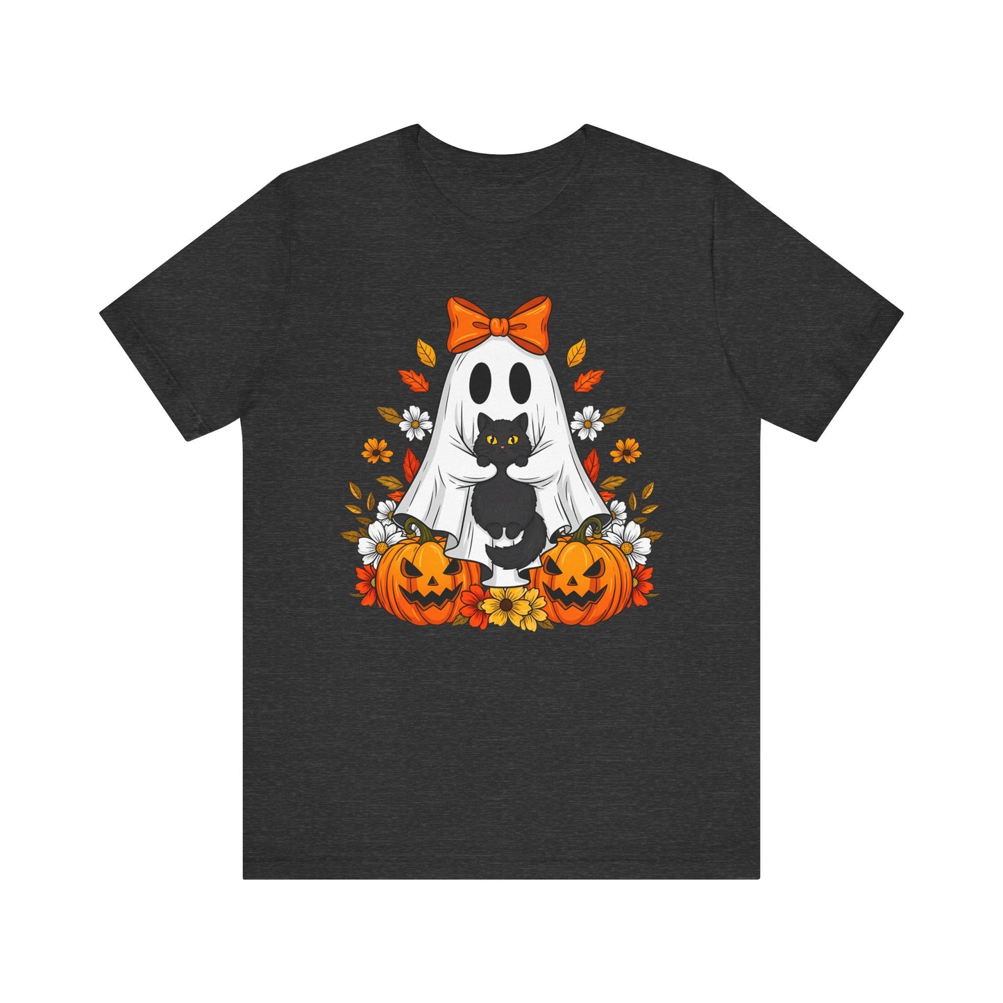 Halloween Cat Ghost Tee - Fall Tee, Spooky Shirt, Pumpkin Shirt, Unisex Halloween T-Shirt, Ghost Design