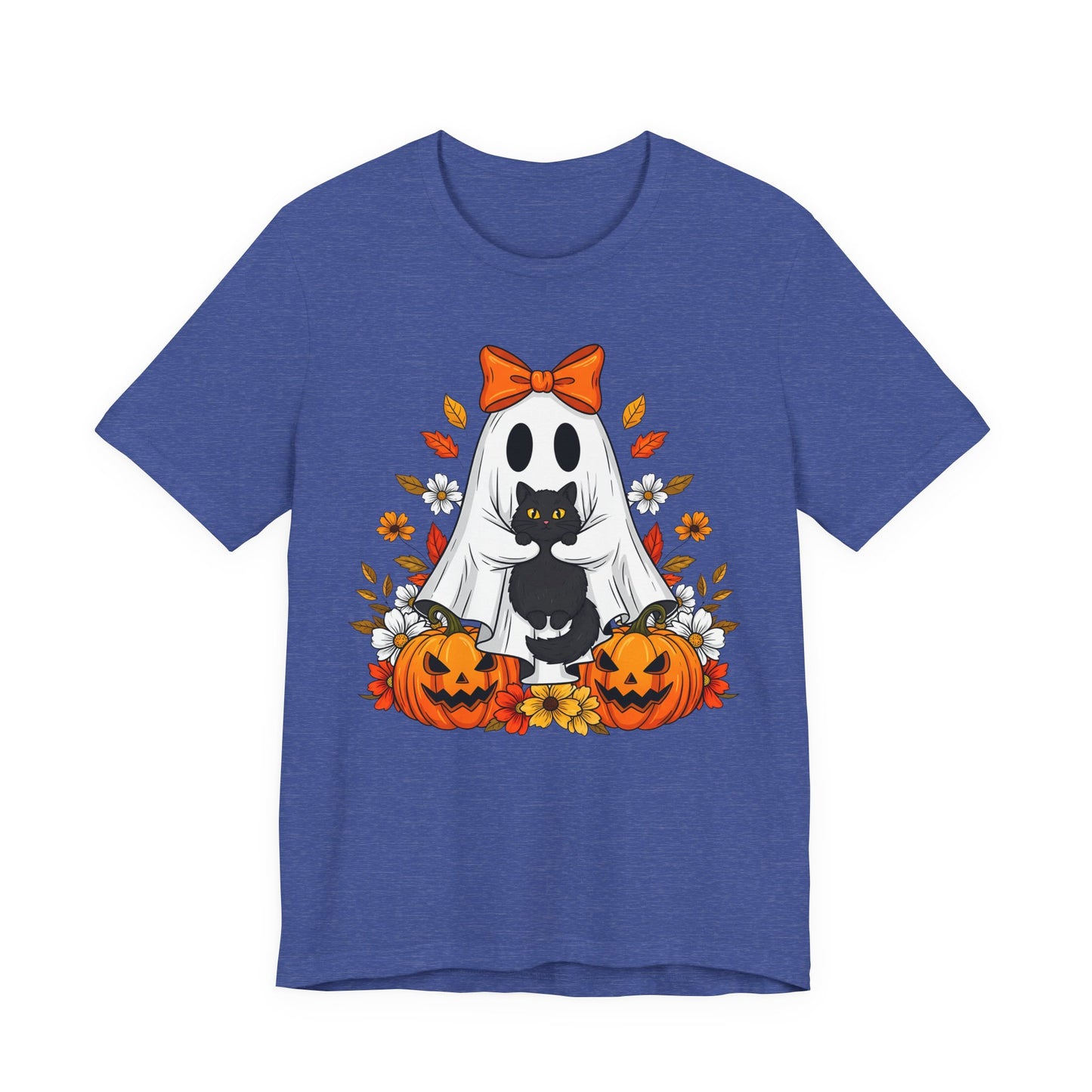 Halloween Cat Ghost Tee - Fall Tee, Spooky Shirt, Pumpkin Shirt, Unisex Halloween T-Shirt, Ghost Design