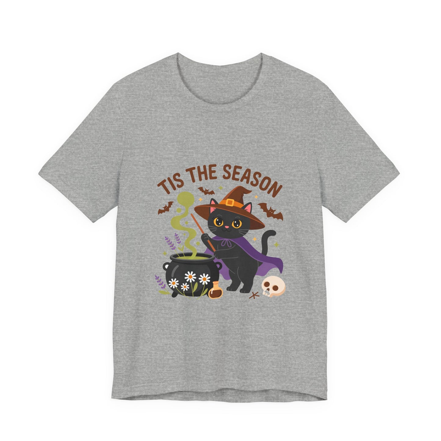 Halloween Cat T-Shirt, Spooky Season Tee, Unisex Short Sleeve Shirt, Halloween Party Top, Fun Cat T-Shirt, Fall Fashion Tee