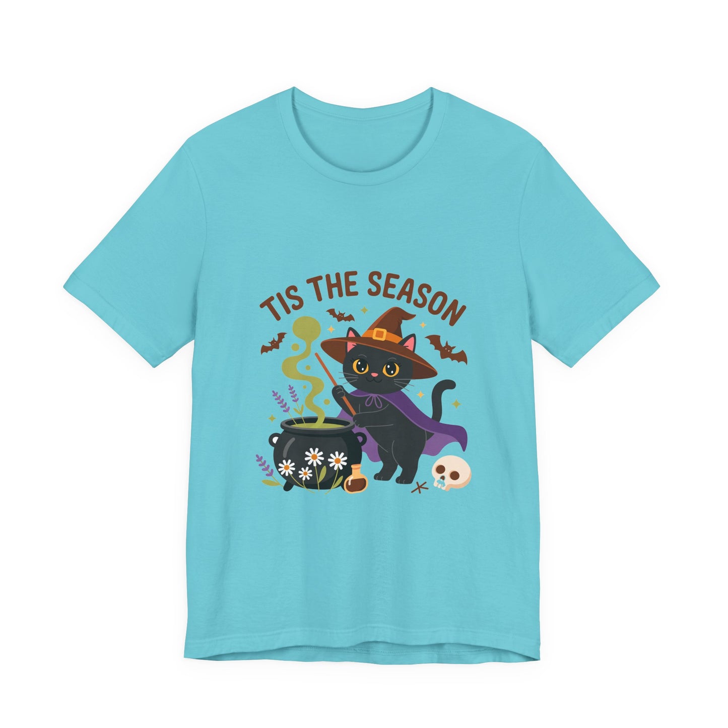 Halloween Cat T-Shirt, Spooky Season Tee, Unisex Short Sleeve Shirt, Halloween Party Top, Fun Cat T-Shirt, Fall Fashion Tee