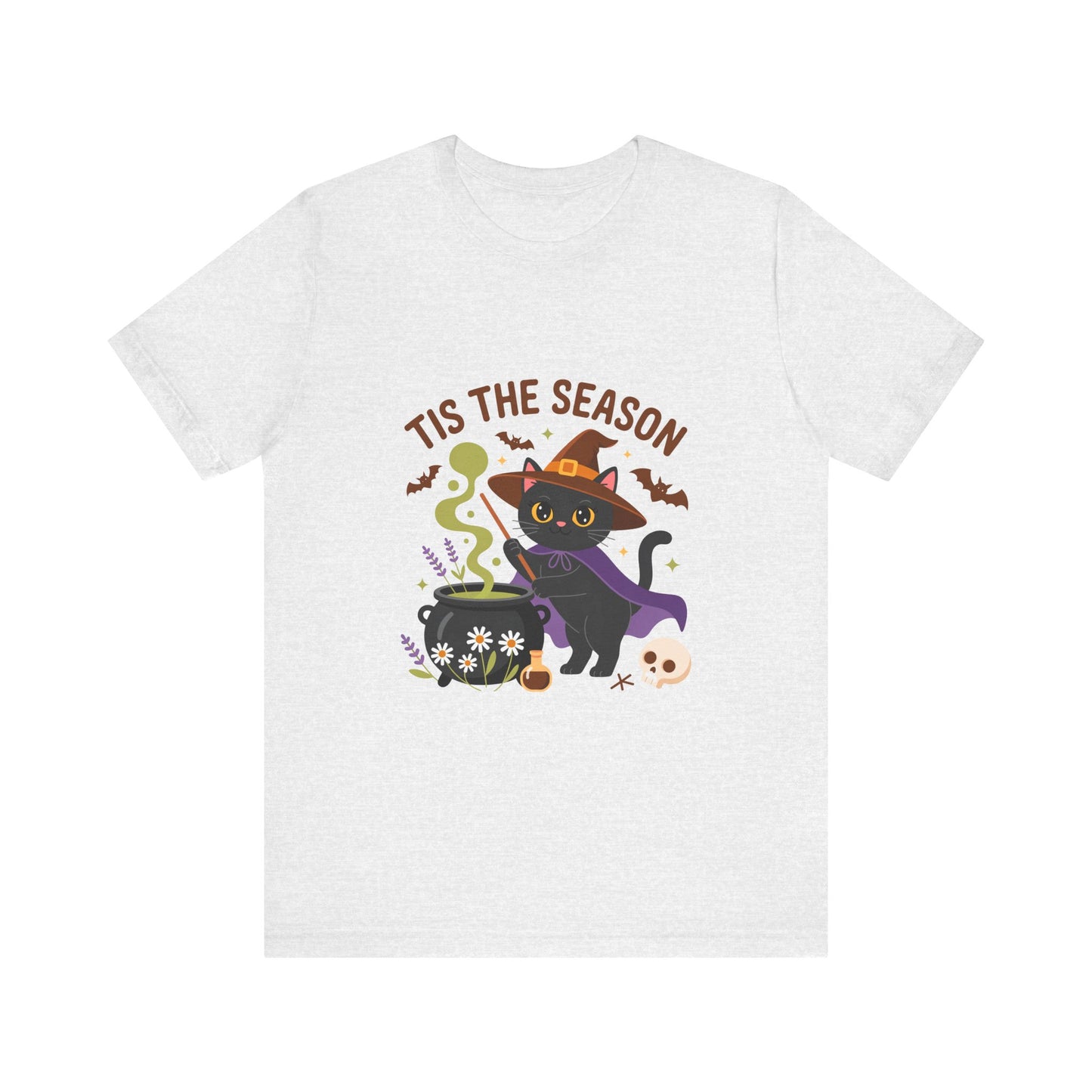 Halloween Cat T-Shirt, Spooky Season Tee, Unisex Short Sleeve Shirt, Halloween Party Top, Fun Cat T-Shirt, Fall Fashion Tee