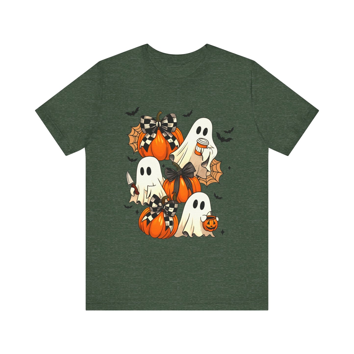 Halloween Pumpkin Tee Coquette Pumpkins and Bats Shirt Fall Witchy Vibes Spooky Bat Graphic Tee, Halloween Spooky Coquette Gift For Friend