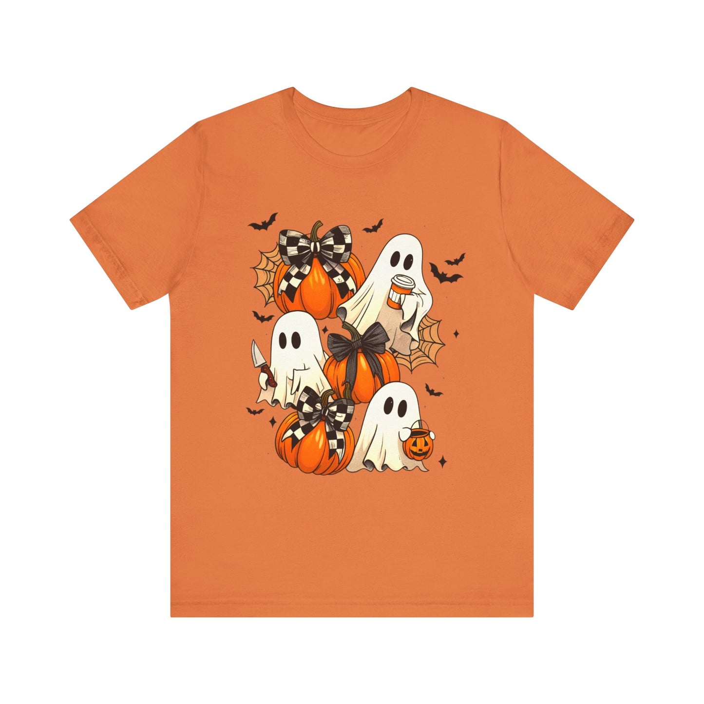 Halloween Pumpkin Tee Coquette Pumpkins and Bats Shirt Fall Witchy Vibes Spooky Bat Graphic Tee, Halloween Spooky Coquette Gift For Friend