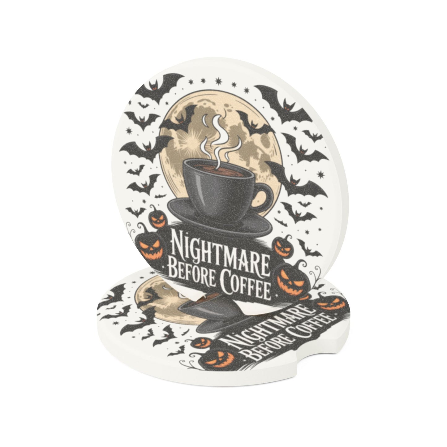 Halloween Coffee Coaster, Car Coaster for Witch Lovers, Nightmare Before Coffee Decor, Spooky Gifts, Car Accessories