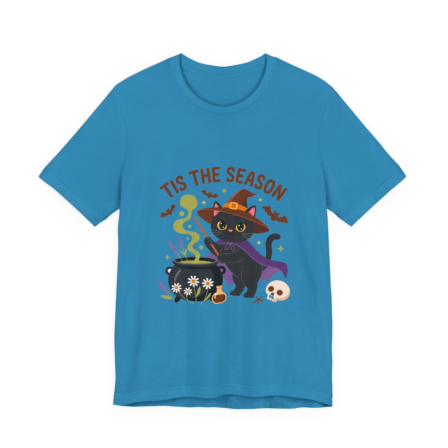 Halloween Cat T-Shirt, Spooky Season Tee, Unisex Short Sleeve Shirt, Halloween Party Top, Fun Cat T-Shirt, Fall Fashion Tee