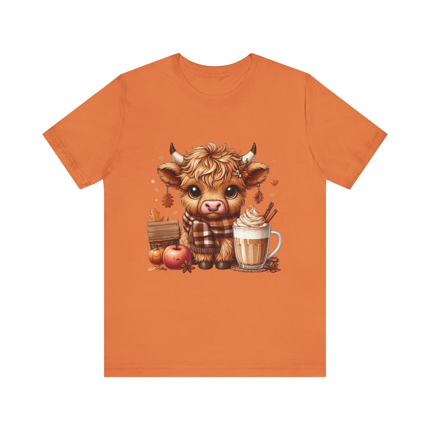 Cute Fall Highland Cow Tee Coffee Latte Pumpkins Apples T-Shirt Halloween Boho Vibes Fall Vibes Great Gift For Friend