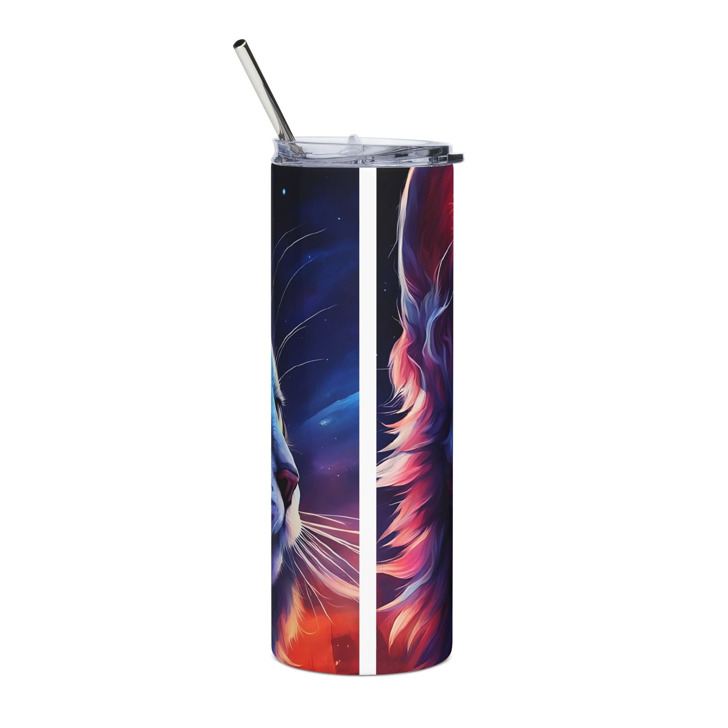 20oz Stainless Steel Tumbler — Neon Blue Cat Art Travel Mug