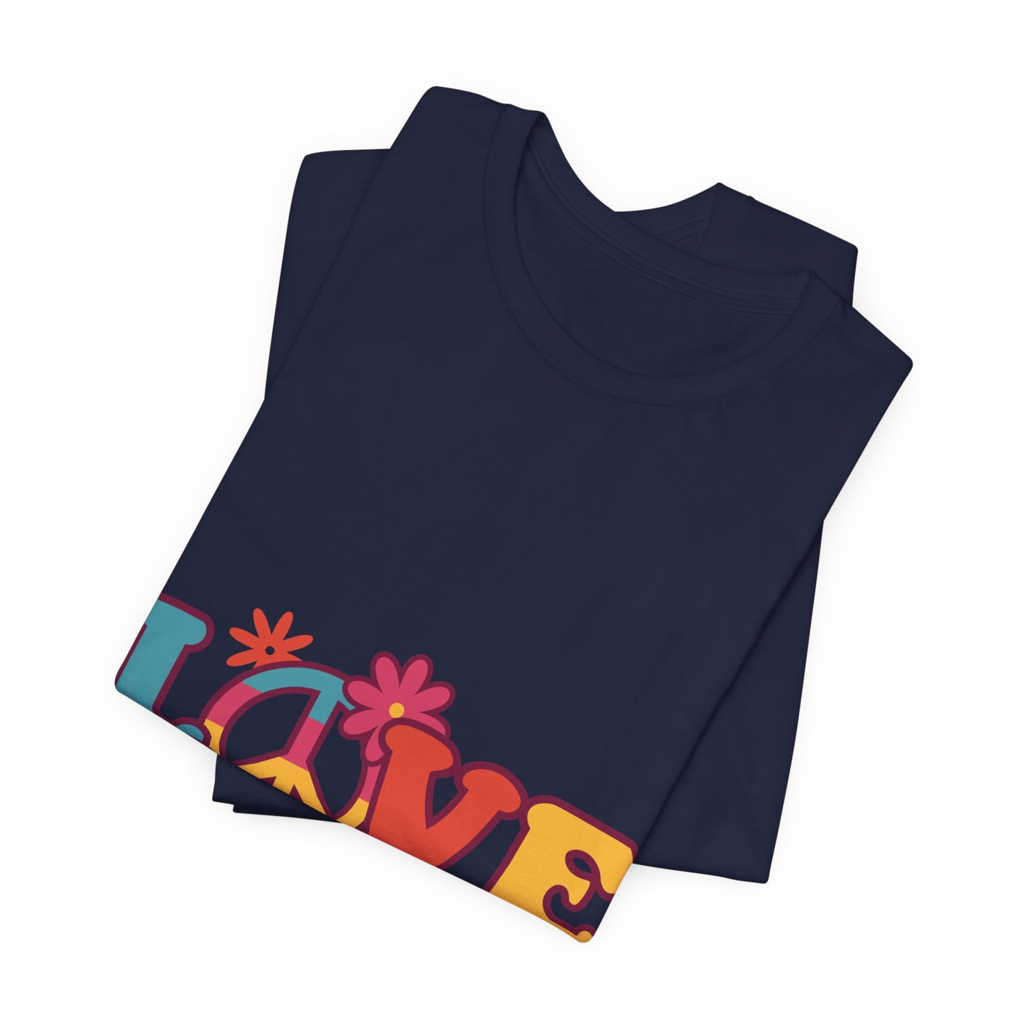 Love Retro Floral Tee — Peace Sign & Smiley Graphic T-Shirt