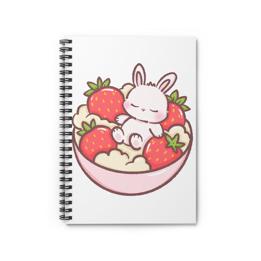 Cute Bunny & Strawberries Spiral Notebook – Ruled Journal for Kids & Kawaii Lovers